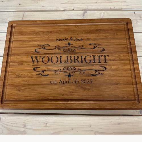 Engraved Bamboo Cutting Board, Personalized wedding gift, Housewarming gift