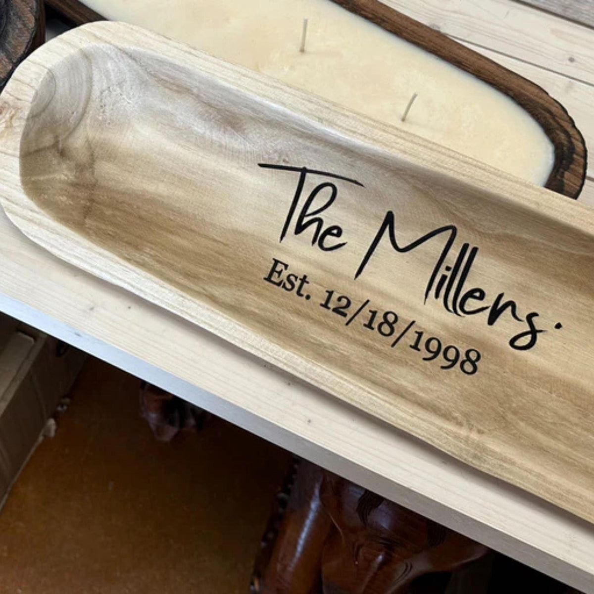 Personalized Wooden Dough Bowl – Handcrafted Rustic Decor | Custom Engraved & Stain Options | Farmhouse Centerpiece or Gift