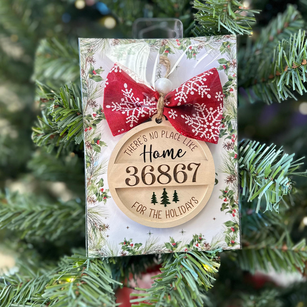 Personalized Zip Code Christmas Tree Ornaments, Family Holiday Gift, Real Estate Agent Closing Gift, No Place Like Home for the Holidays
