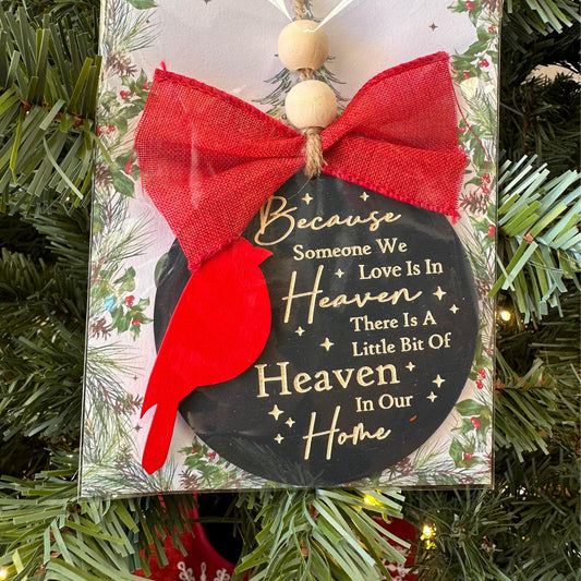 Red Cardinal Memorial Christmas Ornament, In Memory of Loved One Tree Ornament, Heaven Quote Holiday Ornament, Memorial Keepsake Christmas